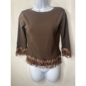 Joseph A. Womens Fringe Shirt Size Medium Southwestern Hippie Bohemian Western
